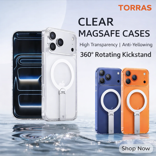 TORRAS Lpro Magnetic Kickstand Clear Case for iPhone LUXORA